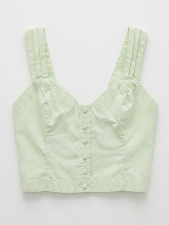 Abercrombie & Fitch Tops - Abercrombie & Fitch Mint Green Button-Front Sweetheart Crop Top